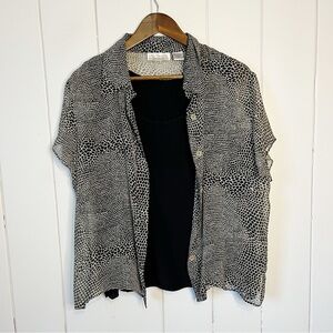 Vintage New York City Design Co. 100% Silk Sheer Reptile Print Layered Blouse.